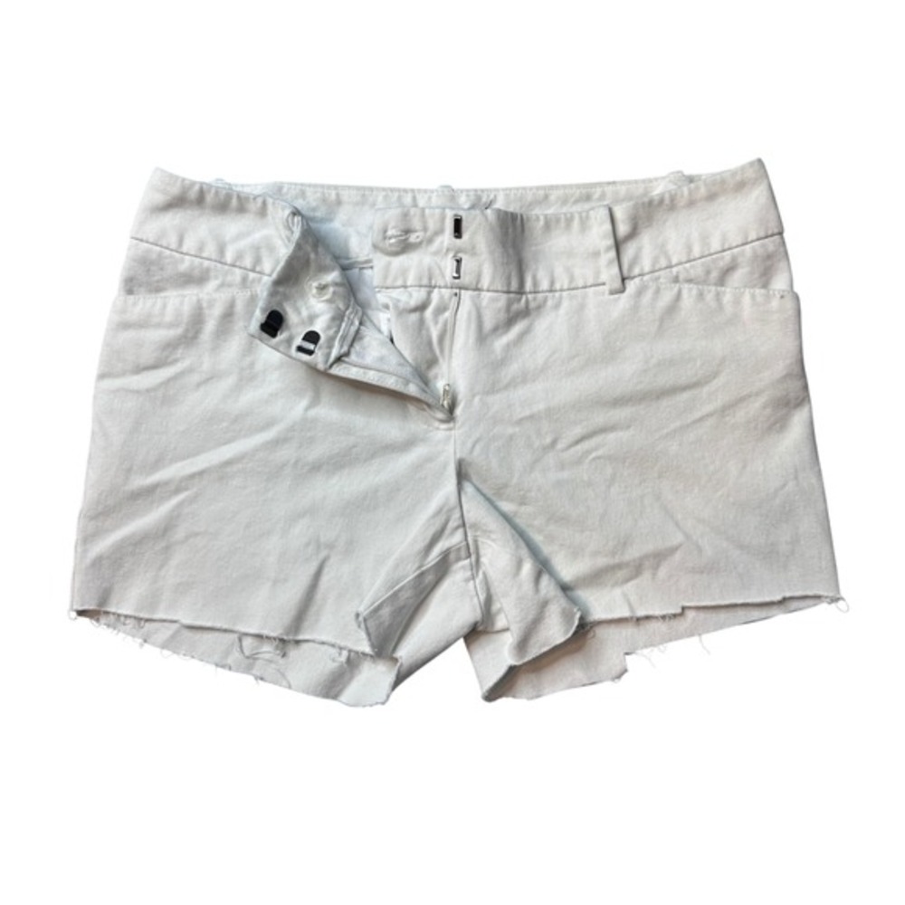 Mossimo Shorts Womens 6 White Cut Off‎ Stretch Chino Casual Raw Hem